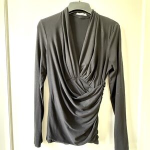 MM Lafleur Black Ruched Wrap Blouse